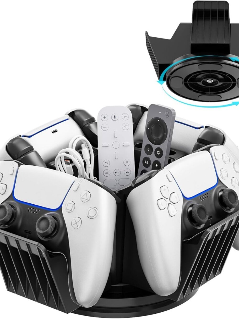 Controller Organizer for Desktop - 360°Rotatable Controller Holder with Storage